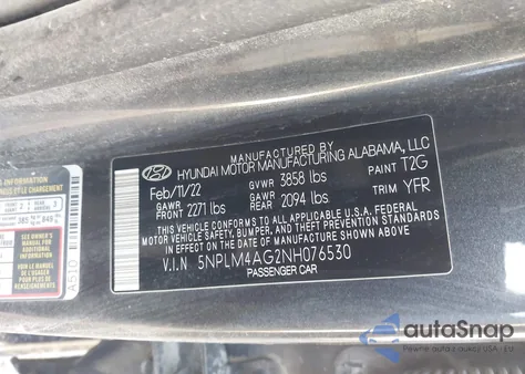 2022 Hyundai Elantra Sel из США, поврежденный, VIN 5NPLM4AG2NH076530